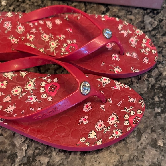 Coach Red Floral Sandals 8.5/9 - Picture 3 of 11
